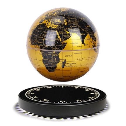Magnetic Levitating Globe with Illuminated Gold World Map & Clock Base