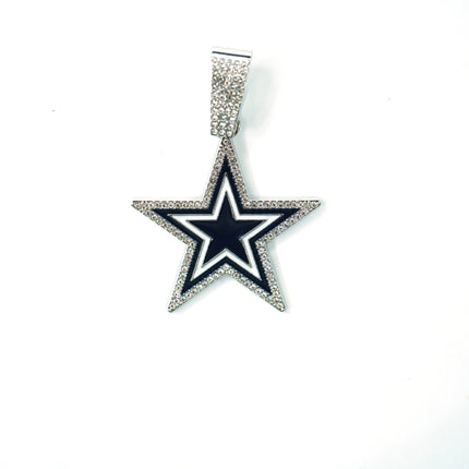 Dallas Football Star Iced-Out Pendant Necklace – Luxury CZ Cuban Link Chain, Cowboy Fan Statement Jewelry