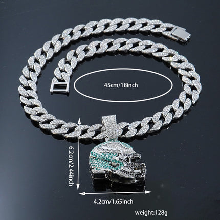 Philadelphia Eagles Helmet Iced-Out Pendant Necklace – Hip Hop CZ Football Chain, Luxury Eagles Fan Jewelry