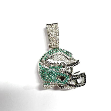 Philadelphia Eagles Helmet Iced-Out Pendant Necklace – Hip Hop CZ Football Chain, Luxury Eagles Fan Jewelry