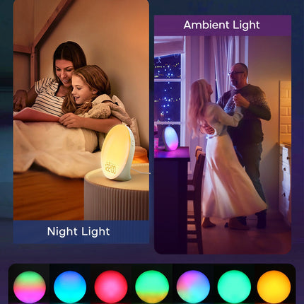 Smart Sunrise Alarm Clock & Wireless Charging Lamp – RGB LED Wake-Up Light, Digital Clock, Bedside Night Light & Phone Charger