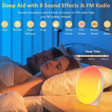 Smart Sunrise Alarm Clock & Wireless Charging Lamp – RGB LED Wake-Up Light, Digital Clock, Bedside Night Light & Phone Charger