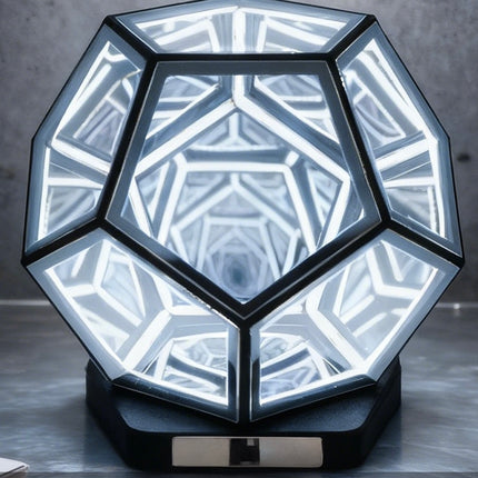 Geometric Infinity Mirror Lamp, Sci-Fi LED Abyss Light, Futuristic Desk Decor (Gaming Room Gift)