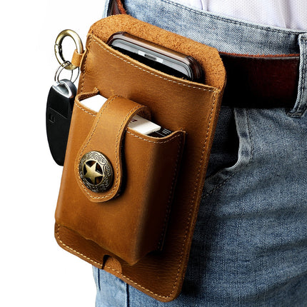Vintage Leather Belt Wallet – Multi-Functional Waist Pouch with Phone Holder, Card Organizer & Key Clip for Men