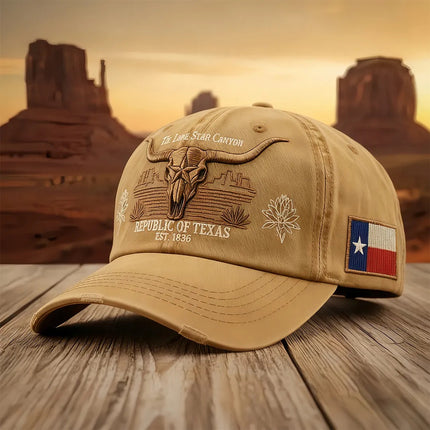 Republic of Texas Baseball Cap – Vintage Texas Flag Dad Hat | Adjustable Embroidered Lone Star State Snapback Cap for Men & Women