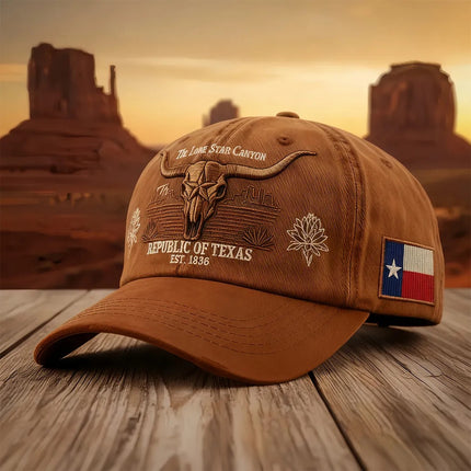 Republic of Texas Baseball Cap – Vintage Texas Flag Dad Hat | Adjustable Embroidered Lone Star State Snapback Cap for Men & Women