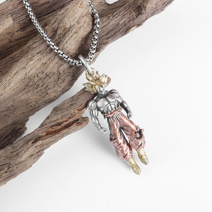 Super Saiyan Warrior Pendant Necklace – Anime Inspired Fighter Necklace | Powerful Manga Collectible Jewelry