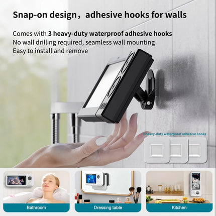 Waterproof Wall-Mount Phone Holder with Built-In Speaker – Touchscreen Shower Phone Case for Bathroom, Kitchen & Hands-Free Streaming