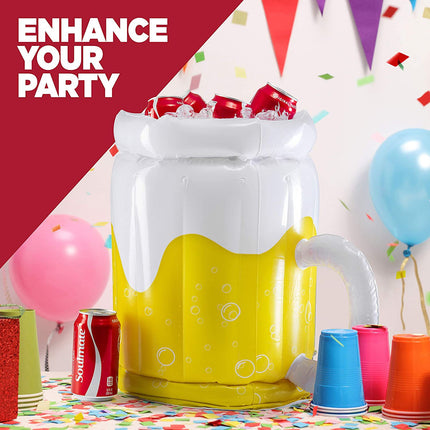 Inflatable Beer Mug Cooler Bucket – Floating Ice Beverage Holder for Pool Parties, BBQs, Beach Trips & Summer Gatherings
