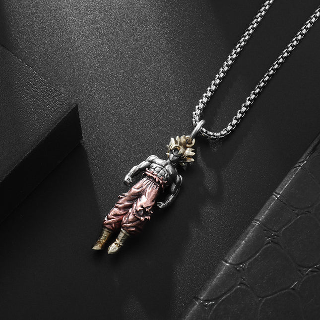Super Saiyan Warrior Pendant Necklace – Anime Inspired Fighter Necklace | Powerful Manga Collectible Jewelry