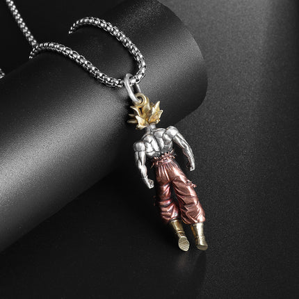 Super Saiyan Warrior Pendant Necklace – Anime Inspired Fighter Necklace | Powerful Manga Collectible Jewelry