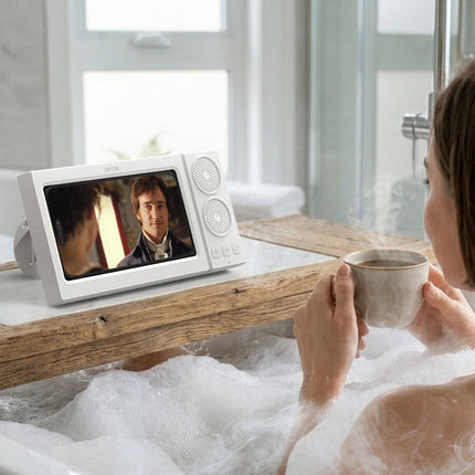 Waterproof Wall-Mount Phone Holder with Built-In Speaker – Touchscreen Shower Phone Case for Bathroom, Kitchen & Hands-Free Streaming