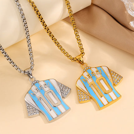 GOAT Legends Iced-Out Soccer Jersey Necklace – Messi & Ronaldo Crystal Pendant Chain for Football Fans | Hip Hop Sports Jewelry
