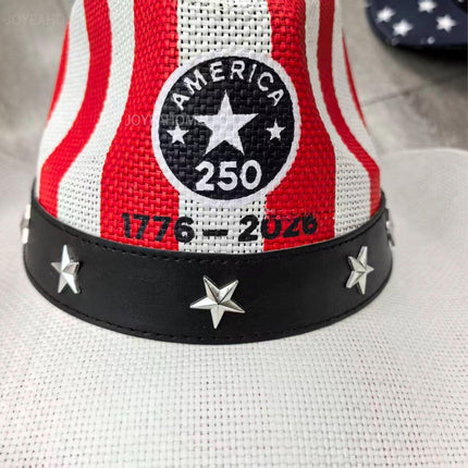 USA 250th Anniversary Cowboy Hat, Patriotic American Flag Western Style