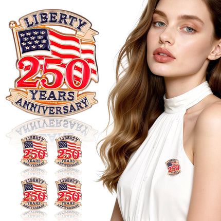 USA 250th Anniversary Enamel Pin, American Flag Liberty Lapel Brooch