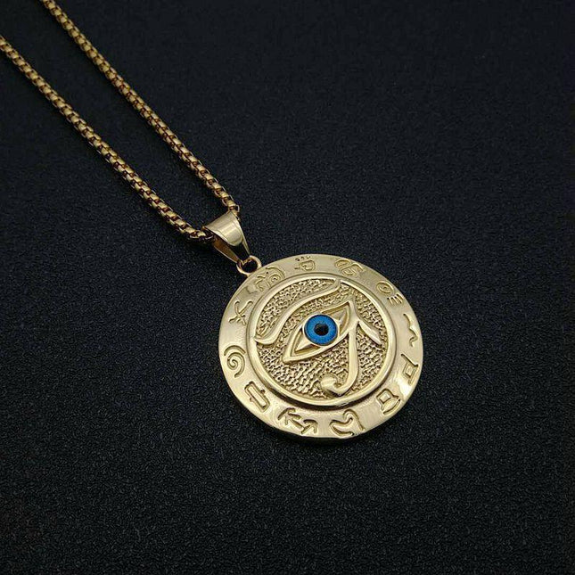 Eye of Horus Necklace, Egyptian Protection Pendant, Gold Silver Amulet Jewelry
