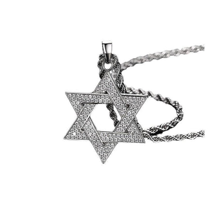 Crystal Star of David Necklace, Gold Magen David Pendant, Jewish Faith Jewelry