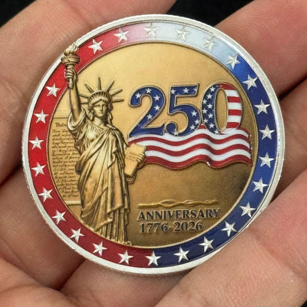 USA 250th Anniversary Commemorative Coin, 1776–2026 American Independence Collectible, Patriotic Liberty Coin Gift