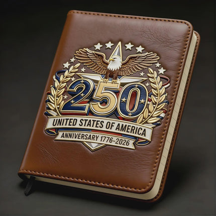 250th Anniversary Leather Journal, Patriotic Eagle Diary, USA Commemorative Notebook