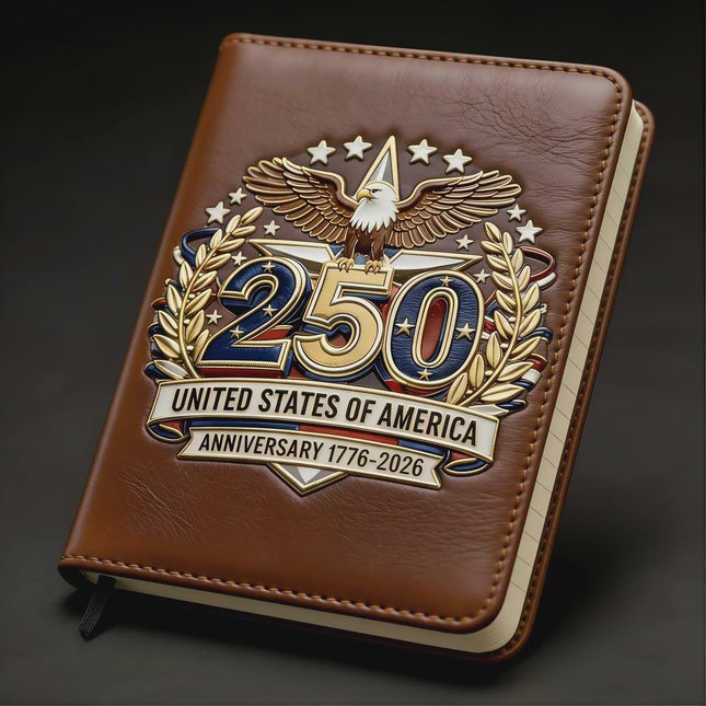 250th Anniversary Leather Journal, Patriotic Eagle Diary, USA Commemorative Notebook