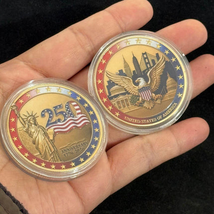 USA 250th Anniversary Commemorative Coin, 1776–2026 American Independence Collectible, Patriotic Liberty Coin Gift