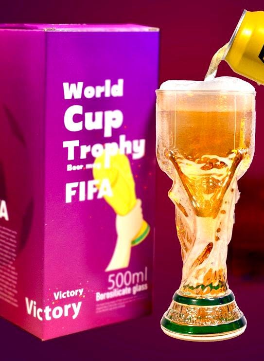 World Cup Trophy Beer Glass, 500ml Soccer Championship Cup, Football Fan Drinkware