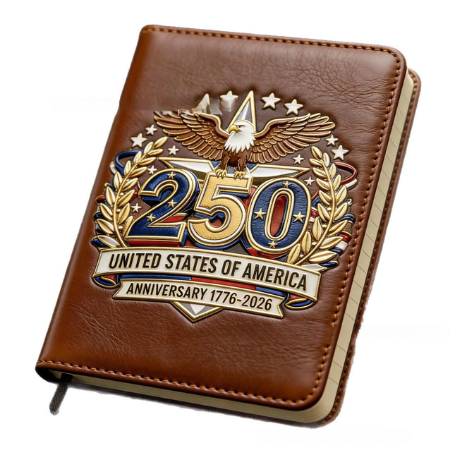 250th Anniversary Leather Journal, Patriotic Eagle Diary, USA Commemorative Notebook