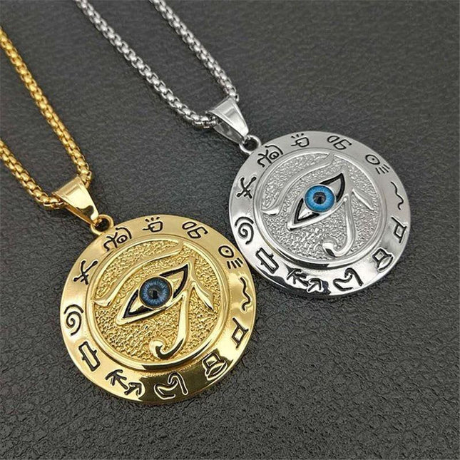 Eye of Horus Necklace, Egyptian Protection Pendant, Gold Silver Amulet Jewelry