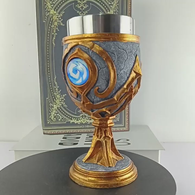 Mystic Frost Rune Goblet – Fantasy Stainless Steel Beer Mug | Medieval Gaming Chalice for Collectors