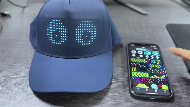 Smart LED Display Baseball Cap – App-Controlled Customizable Light-Up Hat with Programmable Scrolling Text, Animations & DIY Messages